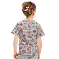 Gray Paniolo Palaka Hawaiian Cowgirl Christmas Kid T Shirt LT9 - Polynesian Pride