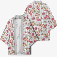 Gray Paniolo Palaka Hawaiian Cowgirl Christmas Kimono LT9 - Polynesian Pride