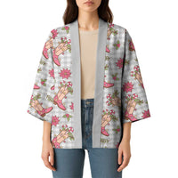 Gray Paniolo Palaka Hawaiian Cowgirl Christmas Kimono LT9 - Polynesian Pride