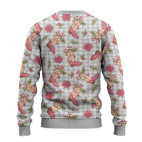 Gray Paniolo Palaka Hawaiian Cowgirl Christmas Ugly Christmas Sweater - Polynesian Pride