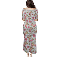 Gray Paniolo Palaka Hawaiian Cowgirl Christmas Puletasi - Polynesian Pride