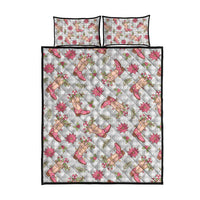 Gray Paniolo Palaka Hawaiian Cowgirl Christmas Quilt Bed Set - Polynesian Pride