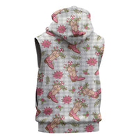 Gray Paniolo Palaka Hawaiian Cowgirl Christmas Sleeveless Hoodie - Polynesian Pride