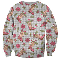 Gray Paniolo Palaka Hawaiian Cowgirl Christmas Sweatshirt - Polynesian Pride
