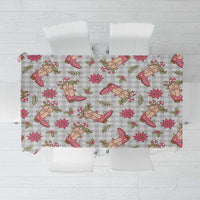 Gray Paniolo Palaka Hawaiian Cowgirl Christmas Tablecloth - Polynesian Pride