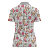 Gray Paniolo Palaka Hawaiian Cowgirl Christmas Women Polo Shirt - Polynesian Pride