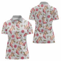 Gray Paniolo Palaka Hawaiian Cowgirl Christmas Women Polo Shirt - Polynesian Pride
