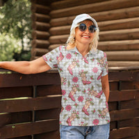 Gray Paniolo Palaka Hawaiian Cowgirl Christmas Women Polo Shirt - Polynesian Pride
