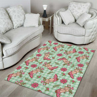 Green Paniolo Palaka Hawaiian Cowgirl Christmas Area Rug - Polynesian Pride
