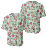 Green Paniolo Palaka Hawaiian Cowgirl Christmas Baseball Jersey - Polynesian Pride