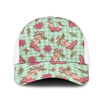 Green Paniolo Palaka Hawaiian Cowgirl Christmas Baseball Net Cap - Polynesian Pride