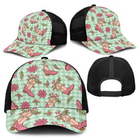 Green Paniolo Palaka Hawaiian Cowgirl Christmas Baseball Net Cap - Polynesian Pride