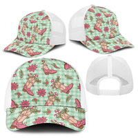 Green Paniolo Palaka Hawaiian Cowgirl Christmas Baseball Net Cap - Polynesian Pride
