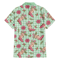 Green Paniolo Palaka Hawaiian Cowgirl Christmas Family Matching Long Sleeve Bodycon Dress and Hawaiian Shirt - Polynesian Pride
