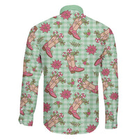 Green Paniolo Palaka Hawaiian Cowgirl Christmas Family Matching Long Sleeve Bodycon Dress and Hawaiian Shirt - Polynesian Pride