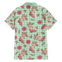 Green Paniolo Palaka Hawaiian Cowgirl Christmas Family Matching Off Shoulder Maxi Dress and Hawaiian Shirt - Polynesian Pride