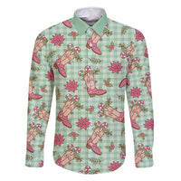 Green Paniolo Palaka Hawaiian Cowgirl Christmas Family Matching Off Shoulder Short Dress and Hawaiian Shirt - Polynesian Pride