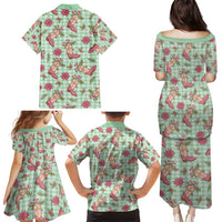 Green Paniolo Palaka Hawaiian Cowgirl Christmas Family Matching Puletasi and Hawaiian Shirt - Polynesian Pride