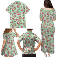Green Paniolo Palaka Hawaiian Cowgirl Christmas Family Matching Puletasi and Hawaiian Shirt - Polynesian Pride