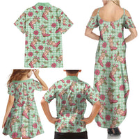 Green Paniolo Palaka Hawaiian Cowgirl Christmas Family Matching Summer Maxi Dress and Hawaiian Shirt - Polynesian Pride