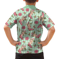 Green Paniolo Palaka Hawaiian Cowgirl Christmas Family Matching Tank Maxi Dress and Hawaiian Shirt - Polynesian Pride