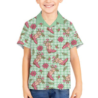 Green Paniolo Palaka Hawaiian Cowgirl Christmas Hawaiian Shirt - Polynesian Pride