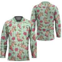 Green Paniolo Palaka Hawaiian Cowgirl Christmas Hockey Jersey LT9 - Polynesian Pride