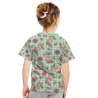 Green Paniolo Palaka Hawaiian Cowgirl Christmas Kid T Shirt LT9 - Polynesian Pride