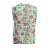 Green Paniolo Palaka Hawaiian Cowgirl Christmas Knitted V-Neck Vest - Polynesian Pride