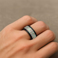 Green Paniolo Palaka Hawaiian Cowgirl Christmas Spinner Ring - Polynesian Pride