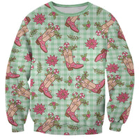 Green Paniolo Palaka Hawaiian Cowgirl Christmas Sweatshirt LT9 Unisex Green - Polynesian Pride