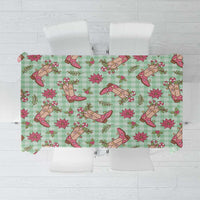 Green Paniolo Palaka Hawaiian Cowgirl Christmas Tablecloth - Polynesian Pride