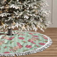 Green Paniolo Palaka Hawaiian Cowgirl Christmas Tree Skirt - Polynesian Pride