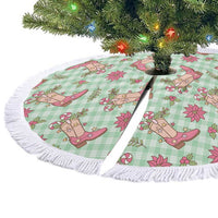 Green Paniolo Palaka Hawaiian Cowgirl Christmas Tree Skirt - Polynesian Pride