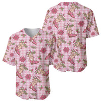 Pink Paniolo Palaka Hawaiian Cowgirl Christmas Baseball Jersey - Polynesian Pride