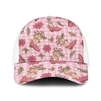 Pink Paniolo Palaka Hawaiian Cowgirl Christmas Baseball Net Cap LT9 One Size White Pink - Polynesian Pride
