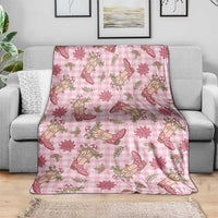 Pink Paniolo Palaka Hawaiian Cowgirl Christmas Blanket - Polynesian Pride
