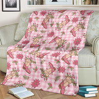 Pink Paniolo Palaka Hawaiian Cowgirl Christmas Blanket - Polynesian Pride