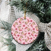 Pink Paniolo Palaka Hawaiian Cowgirl Christmas Ceramic Ornament - Polynesian Pride