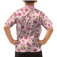 Pink Paniolo Palaka Hawaiian Cowgirl Christmas Family Matching Mermaid Dress and Hawaiian Shirt - Polynesian Pride