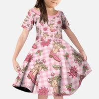 Pink Paniolo Palaka Hawaiian Cowgirl Christmas Family Matching Off Shoulder Maxi Dress and Hawaiian Shirt - Polynesian Pride