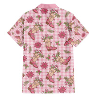 Pink Paniolo Palaka Hawaiian Cowgirl Christmas Family Matching Off Shoulder Maxi Dress and Hawaiian Shirt - Polynesian Pride