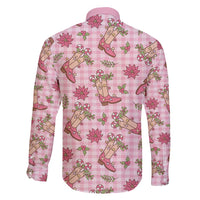 Pink Paniolo Palaka Hawaiian Cowgirl Christmas Family Matching Off Shoulder Short Dress and Hawaiian Shirt - Polynesian Pride
