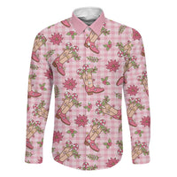 Pink Paniolo Palaka Hawaiian Cowgirl Christmas Family Matching Short Sleeve Bodycon Dress and Hawaiian Shirt - Polynesian Pride