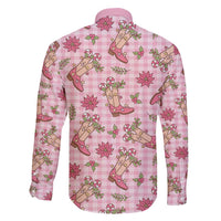 Pink Paniolo Palaka Hawaiian Cowgirl Christmas Family Matching Short Sleeve Bodycon Dress and Hawaiian Shirt - Polynesian Pride