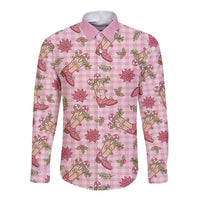Pink Paniolo Palaka Hawaiian Cowgirl Christmas Long Sleeve Button Shirt LT9 Unisex Pink - Polynesian Pride