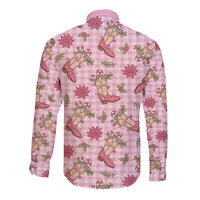 Pink Paniolo Palaka Hawaiian Cowgirl Christmas Long Sleeve Button Shirt LT9 - Polynesian Pride