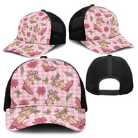 Pink Paniolo Palaka Hawaiian Cowgirl Christmas Mesh Trucker Cap - Polynesian Pride