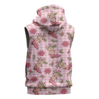 Pink Paniolo Palaka Hawaiian Cowgirl Christmas Sleeveless Zip Hoodie - Polynesian Pride