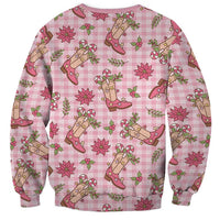 Pink Paniolo Palaka Hawaiian Cowgirl Christmas Sweatshirt LT9 - Polynesian Pride